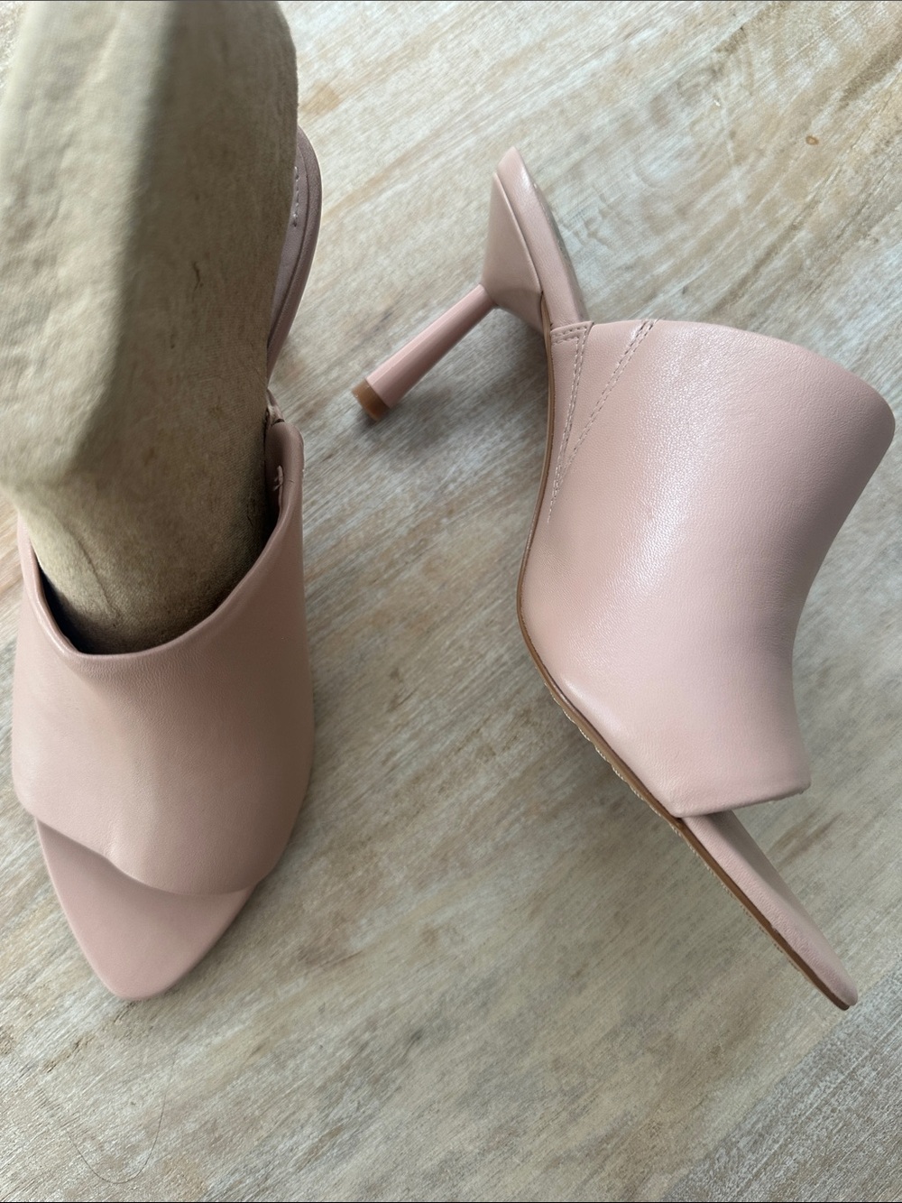 NWT Vince Camuto Blush Pink Open-Toe Stiletto Mules